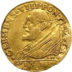 Quadruple Gold Ecu - Clement VIII Octave of Acquaviva Legate