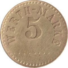 5 Pfennig Werth-Marke, Brass, 18.2 mm, Large `5`