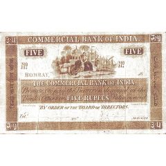5 Rupees Commercial Bank of India, Bombay