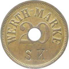 20 Pfennig Werth-Marke, Countermarked `SK`