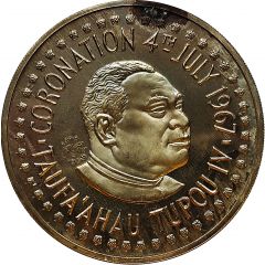 1 Pa`anga - Taufa`ahau Toupou IV Countermarked