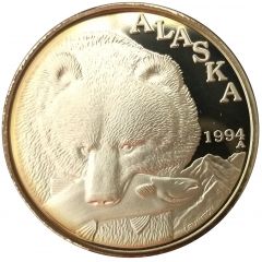 Medal - The Seal of the State of Alaska 1 oz Silver, Brown Bear