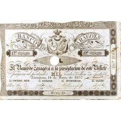 1000 Reales de Vellón Banco de Zaragoza