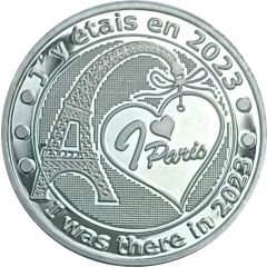 Jeton touristique - Mémodaille - Paris - Tour Eiffel avec un cœur - J`y étais en 2023