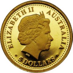 5 Dollars - Elizabeth II 4th Portrait - Frilled Neck Lizard - Gold Bullion Coin