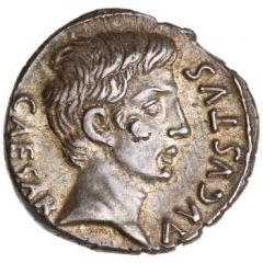Denarius - Augustus M DVRMIVS IIIVIR