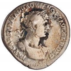 Denarius - Hadrian and Trajan PARTHIC DIVI TRAIAN AVG F P M TR P COS P P ADOPTIO
