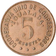 5 Pesetas - Cooperativa Unió de Cooperadors