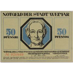 50 Pfennig Goethe and Schiller Series - Goethe, Blue Issue