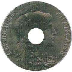 5 centimes Daniel-Dupuis Epreuve en nickel, perforé