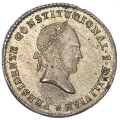 1 Sol -José Ballivián Commemoration of the 1st anniversary of the President - Monetary Medal
