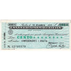 100 Lire Cassa di Risparmio di Biella