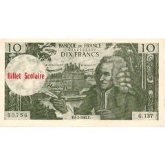 10 francs Voltaire Billet scolaire