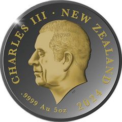 10 Dollars - Charles III 1st Portrait - Great Spotted Kiwi, Silver Gilded