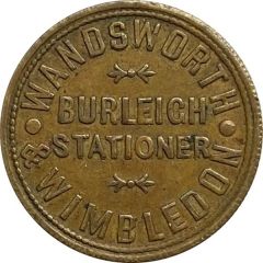 1 Shilling - Wandsworth and Wimbledon Burleigh Stationer Wandsworth, Surrey