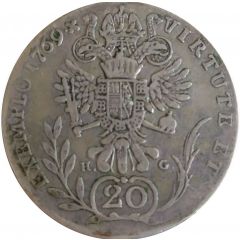 20 Kreuzers - Joseph II, as co-ruler Gyulafehérvár/Weissenburg