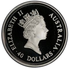 40 Dollars - Elizabeth II 3rd Portrait - Emu - Palladium