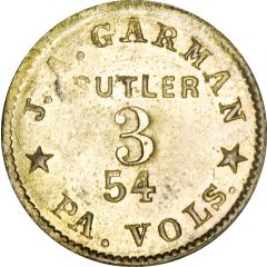 3 Cents - J.A. Garman 54th Pennsylvania Volunteers