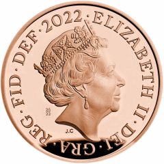 1 Penny - Elizabeth II 5th Portrait, Royal Shield, Gold Proof