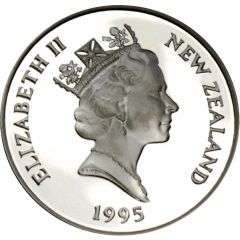 5 Dollars - Elizabeth II 3rd Portrait, Tui, Silver Proof