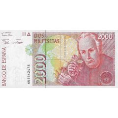 2000 Pesetas with security line