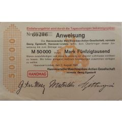 50 000 Mark Hannoversche Maschinenbau-AG