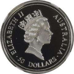 50 Dollars - Elizabeth II 3rd Portrait - Koala - Platinum