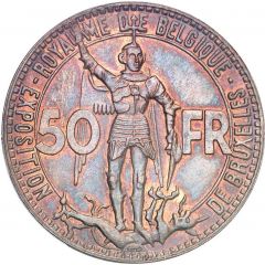 50 Francs Brussels World`s Fair 1935, French text, Pattern