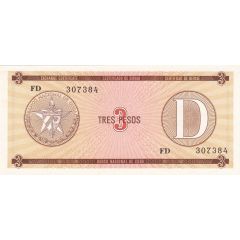 3 Pesos `D` Foreign Exchange Certificate-Narrow `D`