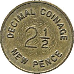 2 1/2 New Pence / 6 Pence - Bell-Fruit Token Decimal coinage