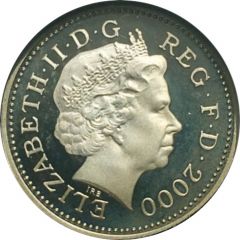 1 Penny - Elizabeth II 4th portrait, Portcullis, Silver Proof
