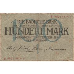 100 Mark Badische Bank
