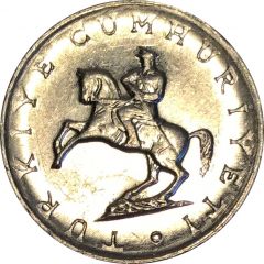 5 Lira small type, crescent to right, large 5