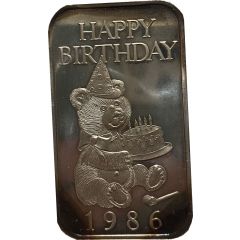 1 Oz Silver - Madison Mint Happy Birthday 1986