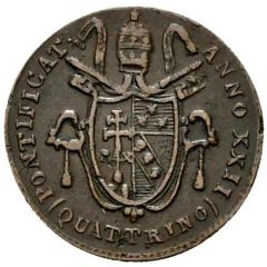 1 Quattrino - Pius VII Inscription divided by decoration