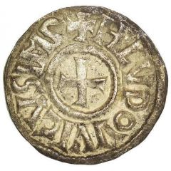 Denier - Louis I Melle mint, crosses