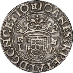 Tostão `L-R under quadrifoil` – João III 2nd type, Lisboa mint