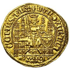 1/4 Gold Écu `with Eagle` - Louis II de Male