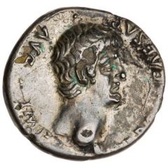 Denarius - Nero PONTIF MAX TR P X COS IIII P P EX S C, Virtus