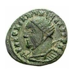 Æ In the name of Constantine I, Bust facing left, with podium