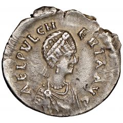 Siliqua - Aelia Pulcheria Cross within wreath, Constantinopolis