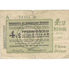 4.2 Pfennig Gold / 1⁄100 US-Dollar Handelskammer