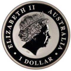 1 Dollar - Elizabeth II 4th Portrait - Australian Kookaburra Coloured