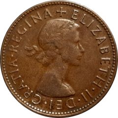 1 Penny - Elizabeth II 1st Portrait, without `F:D:`