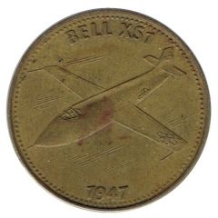 Shell Token - Man in Flight - Bell XS-1 brass, round