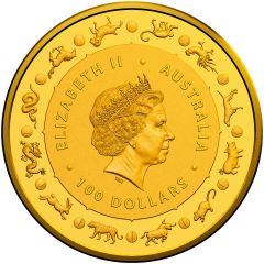 100 Dollars - Elizabeth II 4th Portrait - Year of the Rat - Gold Bullion Coin