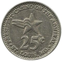 25 Cent Gaming Token - Casino on the Admiral St Louis, Missouri