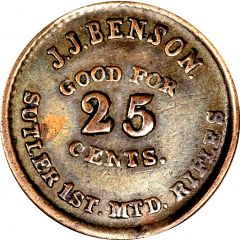 25 Cents - Civil War Token - JJ Benson 1st MTD Rifle Company of New York