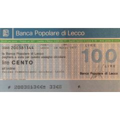 100 Lire Banca Popolare di Lecco