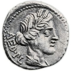 Denarius Critonia: Lucius Critonius, AED•PL / P•A M•FAN•L•CRI